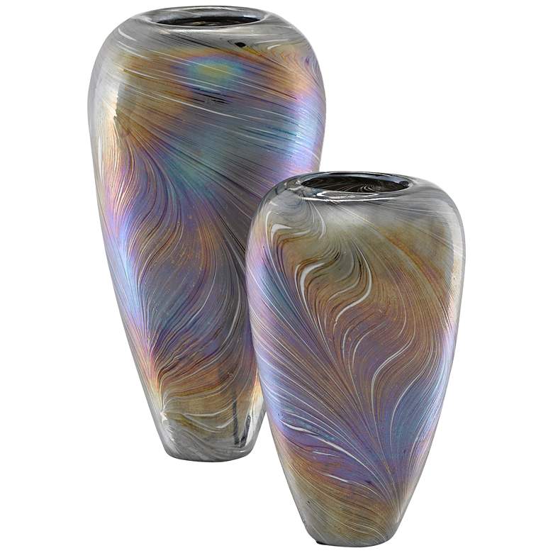 Image 1 Currey and Company Feather Multi-Color Glass Vases Set of 2