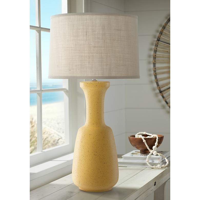 Image 1 Currey and Company Flaxen Yellow Ceramic Vase Table Lamp