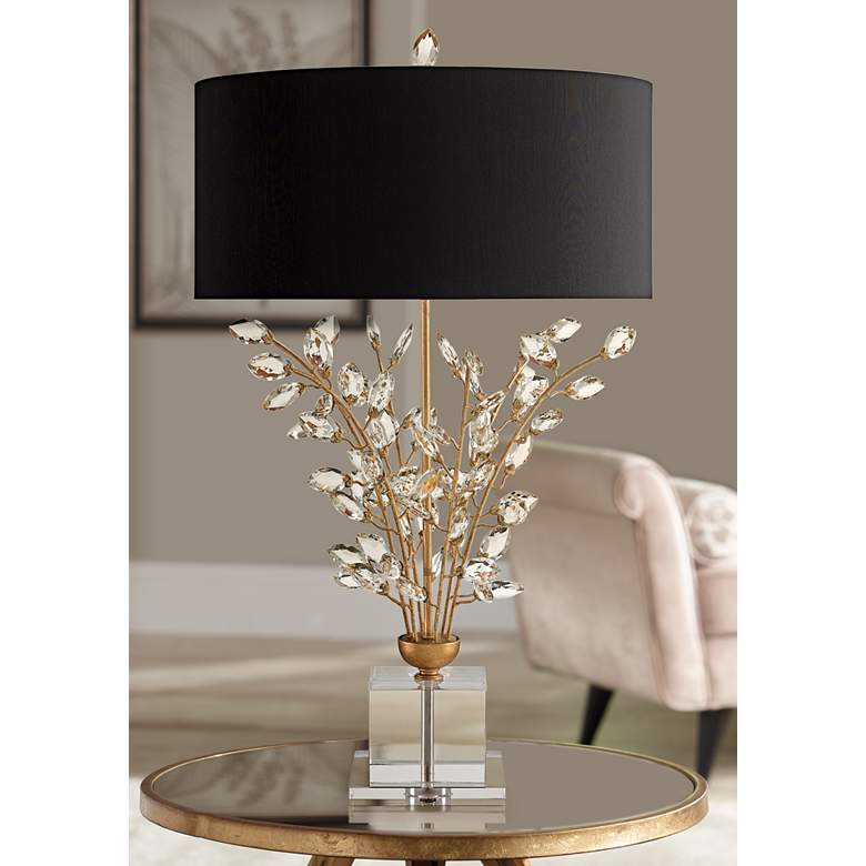 Image 1 Currey & Company Forget-Me-Not 32 1/4" Gold and Crystal Table Lamp