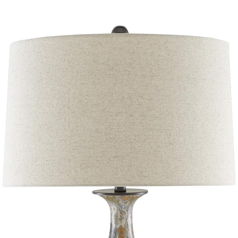 Image 3 Currey & Company Frangipani 34" Flower Cream Blue Porcelain Lamp more views