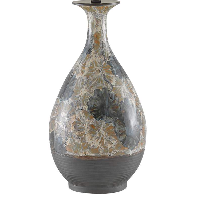 Image 4 Currey & Company Frangipani 34" Flower Cream Blue Porcelain Lamp more views