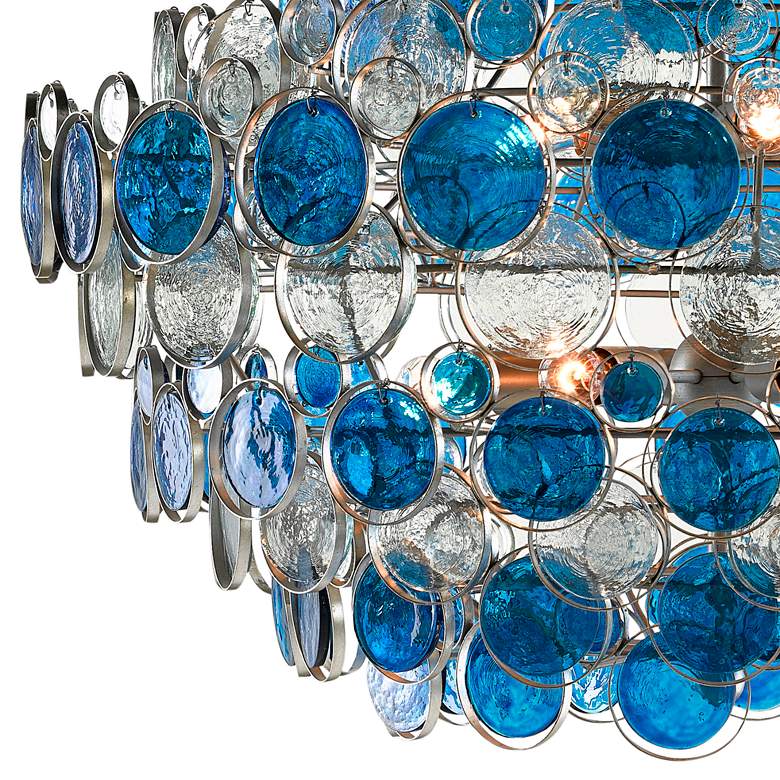 Image 3 Currey &amp; Company Galahad 43 inchW Silver Blue Glass Chandelier more views