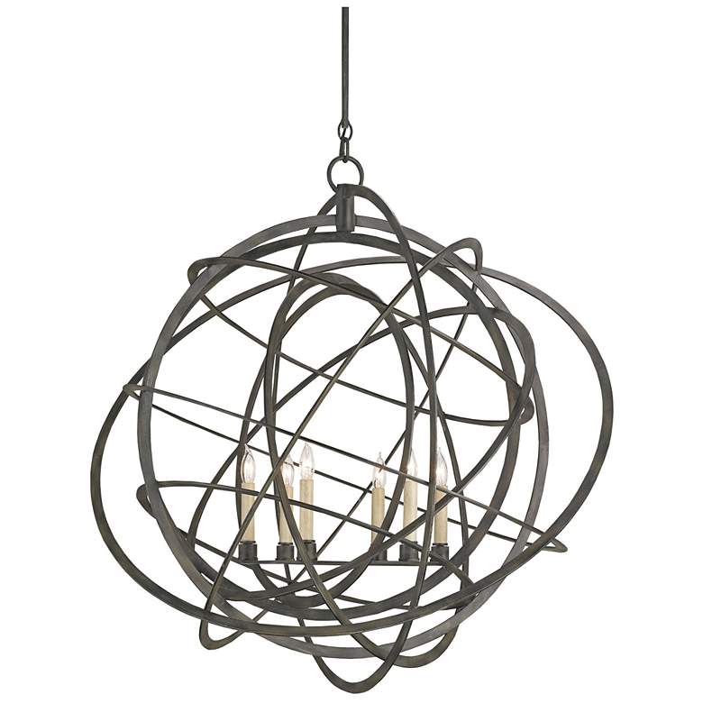 Image 1 Currey & Company Genesis 35" Wide Black 6-Light Chandelier