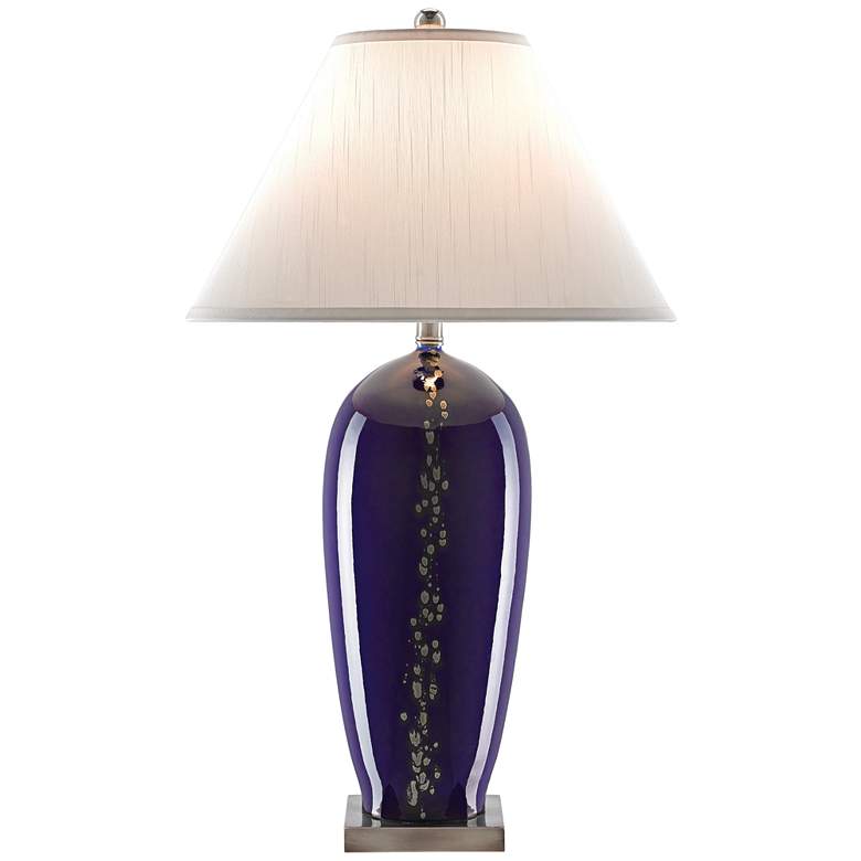 Image 1 Currey and Company Gentian Navy Blue Porcelain Table Lamp