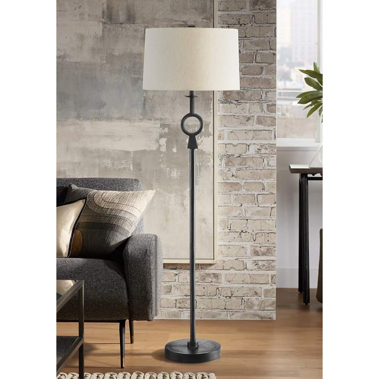 Image 1 Currey & Company Germaine 62" Black Aluminum Floor Lamp