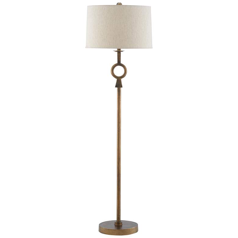 Image 3 Currey & Company Germaine 62" High Antique Brass Stem Floor Lamp