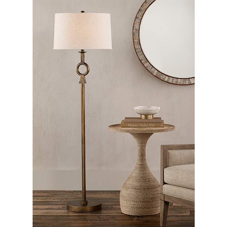 Image 2 Currey & Company Germaine 62" High Antique Brass Stem Floor Lamp