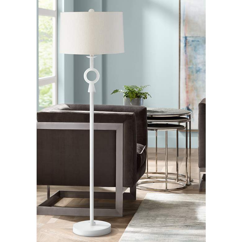 Image 1 Currey & Company Germaine 62" High White Finish Floor Lamp