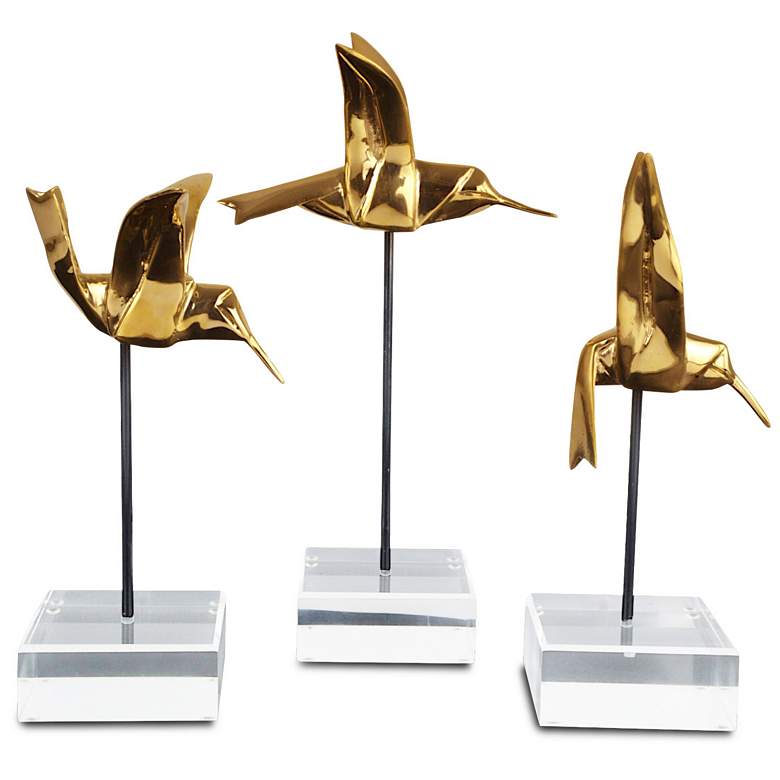 Image 1 Currey & Company Gold Hummingbirds Set of 3