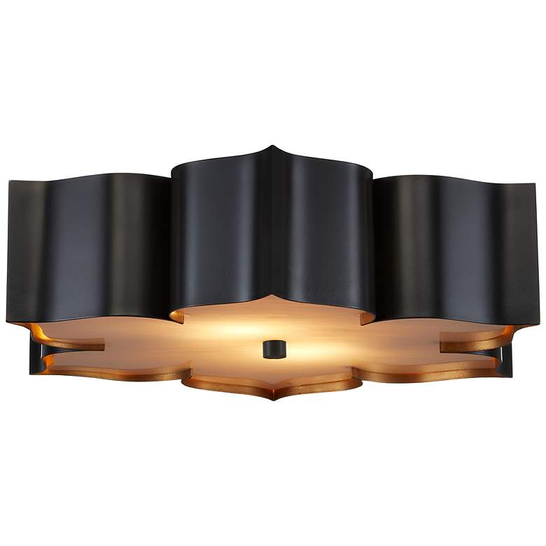 Image 2 Currey & Company Grand Lotus 19" Wide Black Ceiling Light