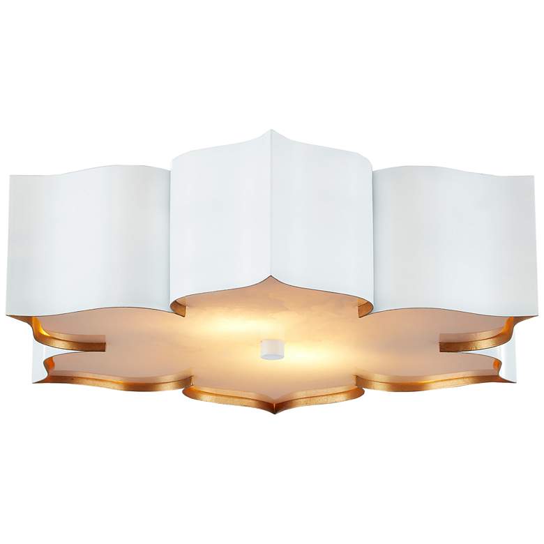 Image 1 Currey and Company Grand Lotus 19 inch Wide White Ceiling Light