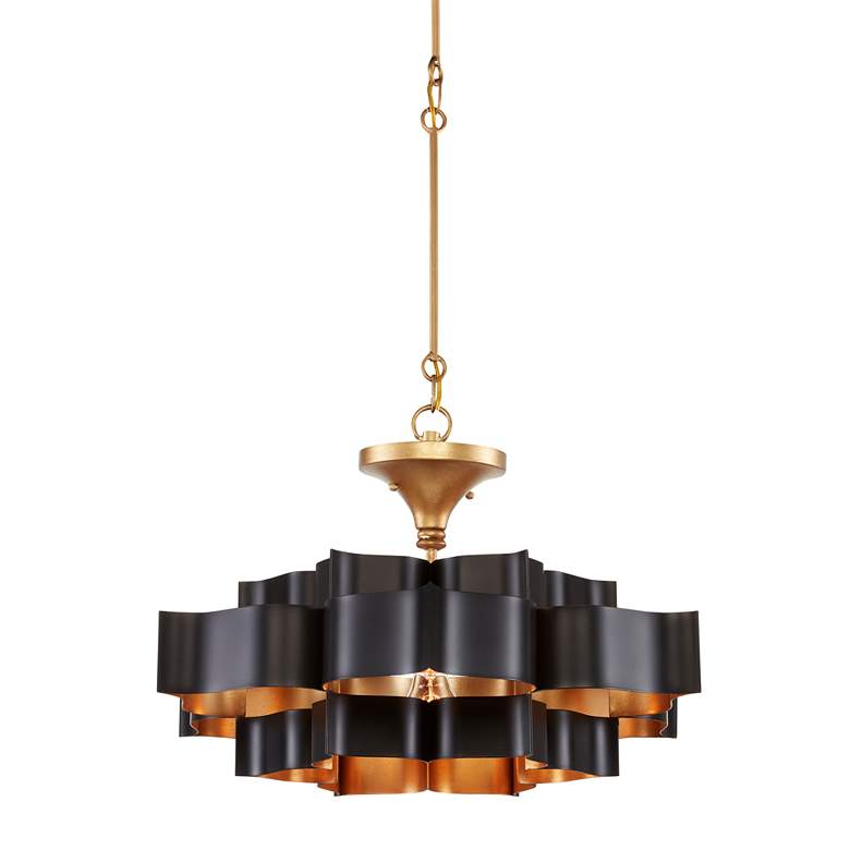 Image 1 Currey & Company Grand Lotus 20 1/4"W Black Gold Small Chandelier