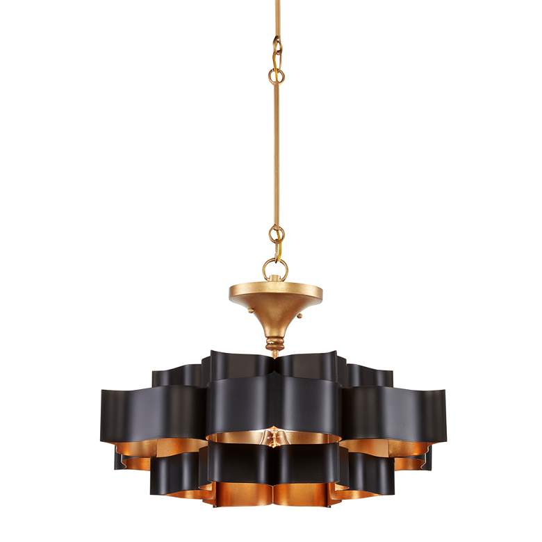 Image 1 Currey & Company Grand Lotus 20 1/4"W Black Gold Small Chandelier