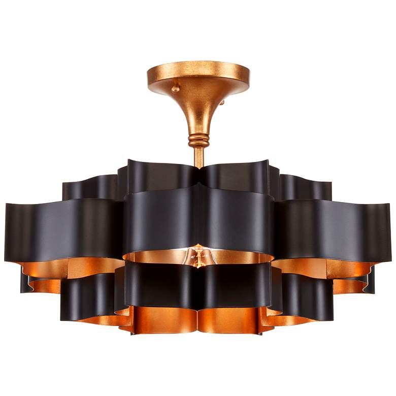 Image 3 Currey &amp; Company Grand Lotus 20 1/4 inchW Black Gold Small Chandelier more views