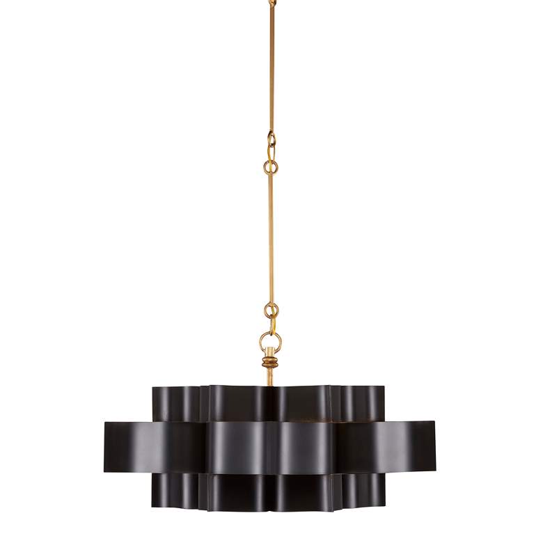 Image 5 Currey &amp; Company Grand Lotus 20 1/4 inchW Black Gold Small Chandelier more views