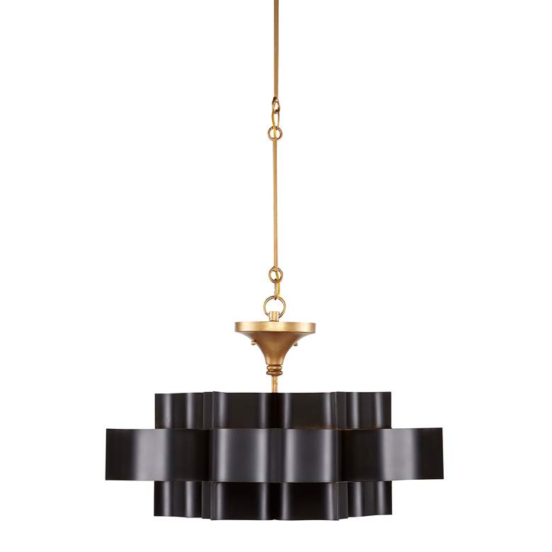 Image 6 Currey &amp; Company Grand Lotus 20 1/4 inchW Black Gold Small Chandelier more views