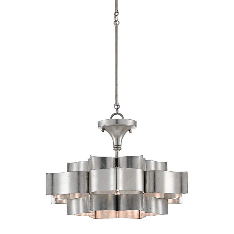Image 1 Currey & Company Grand Lotus 20 1/4"W Silver Leaf Chandelier