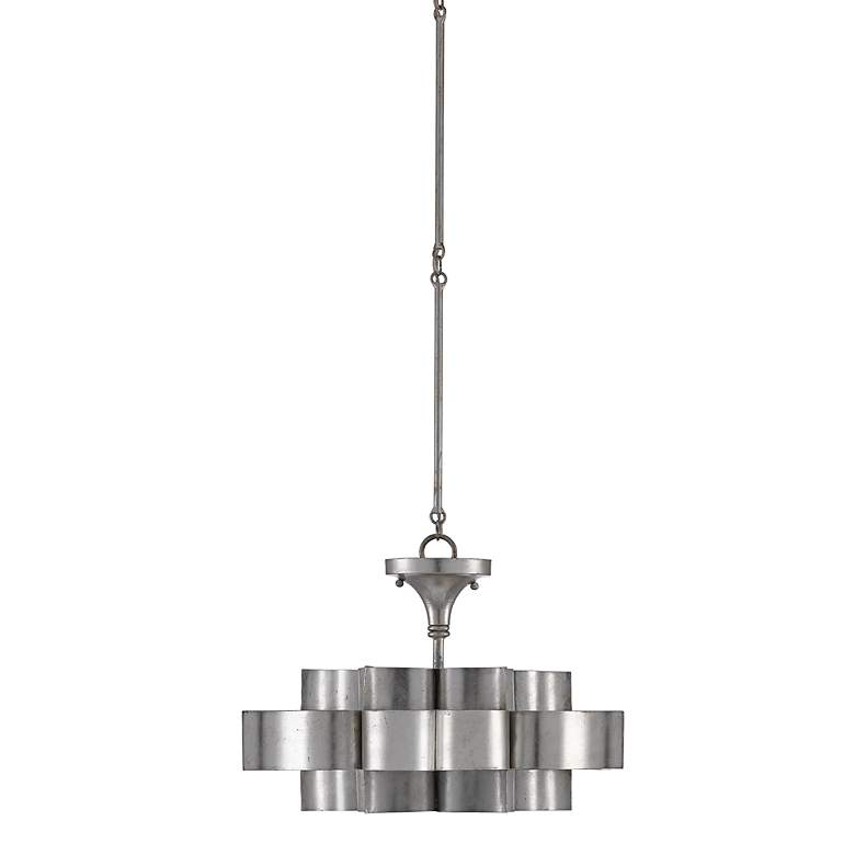 Image 3 Currey & Company Grand Lotus 20 1/4"W Silver Leaf Chandelier more views