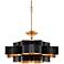 Currey and Company Grand Lotus 30" Gold Leaf Satin Black Chandelier