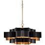 3_Currey and Company Grand Lotus 30" Gold Leaf Satin Black Chandelier more views