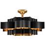 4_Currey and Company Grand Lotus 30" Gold Leaf Satin Black Chandelier more views