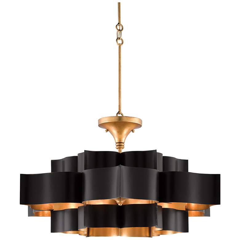 Image 1 Currey &#38; Company Grand Lotus 30 inch Large Black 6-Light Chandelier