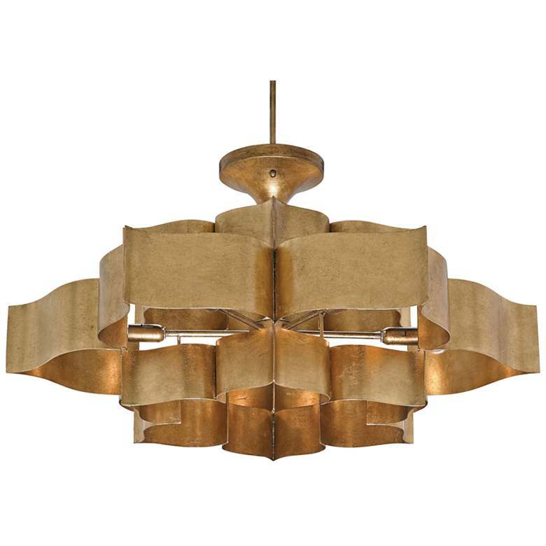 Image 2 Currey & Company Grand Lotus 30" Wide Antique Gold Leaf Chandelier