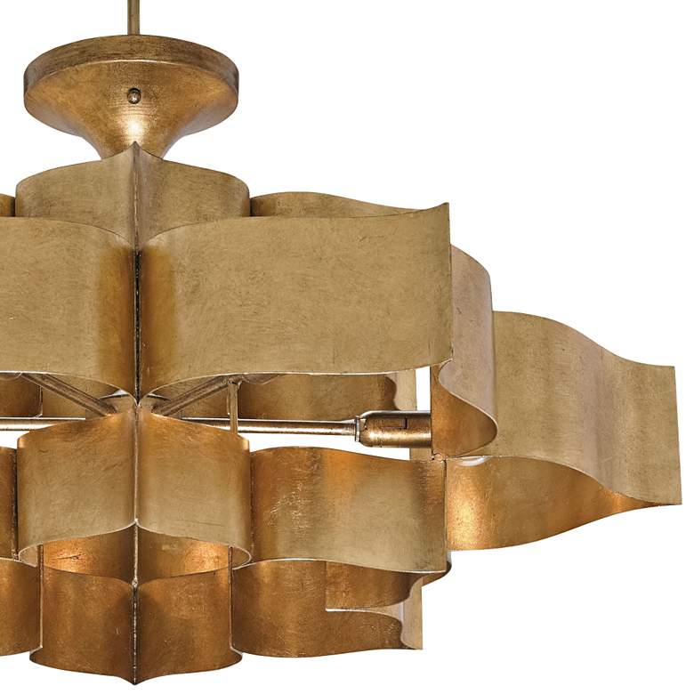 Image 3 Currey & Company Grand Lotus 30" Wide Antique Gold Leaf Chandelier more views