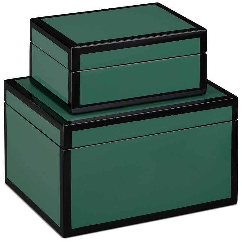 Image 1 Currey & Company Green Lacquer Box Set of 2