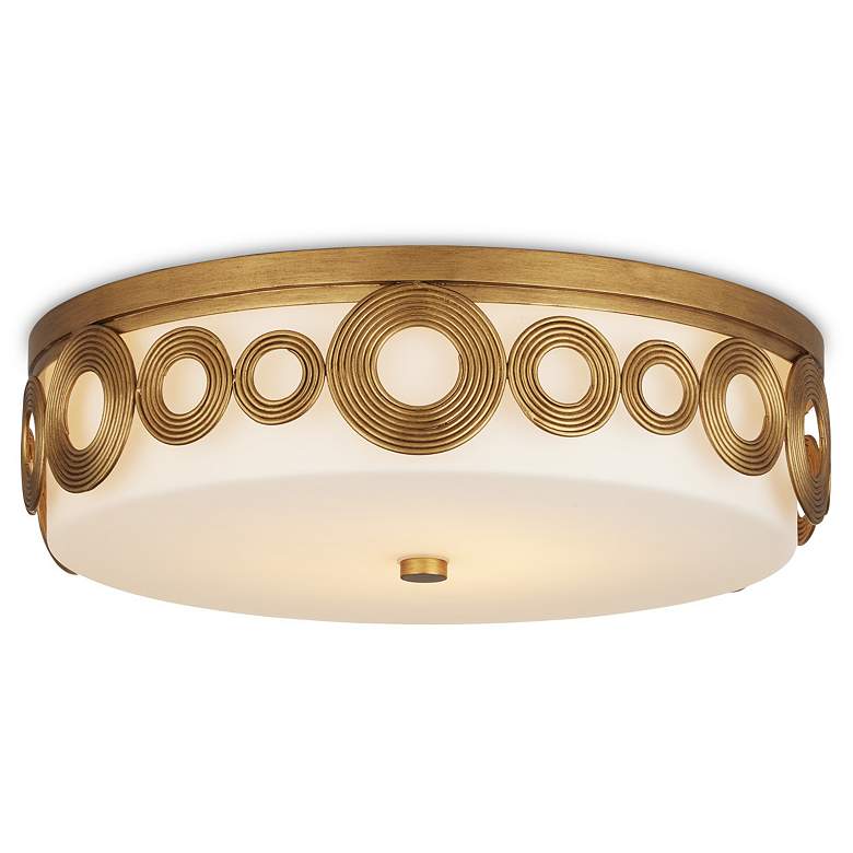Image 1 Currey & Company Gyges 18" Brass Circles 1-Light Flush Mount