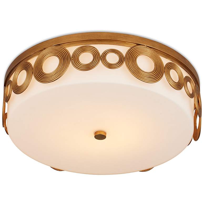 Image 4 Currey & Company Gyges 18" Brass Circles 1-Light Flush Mount more views