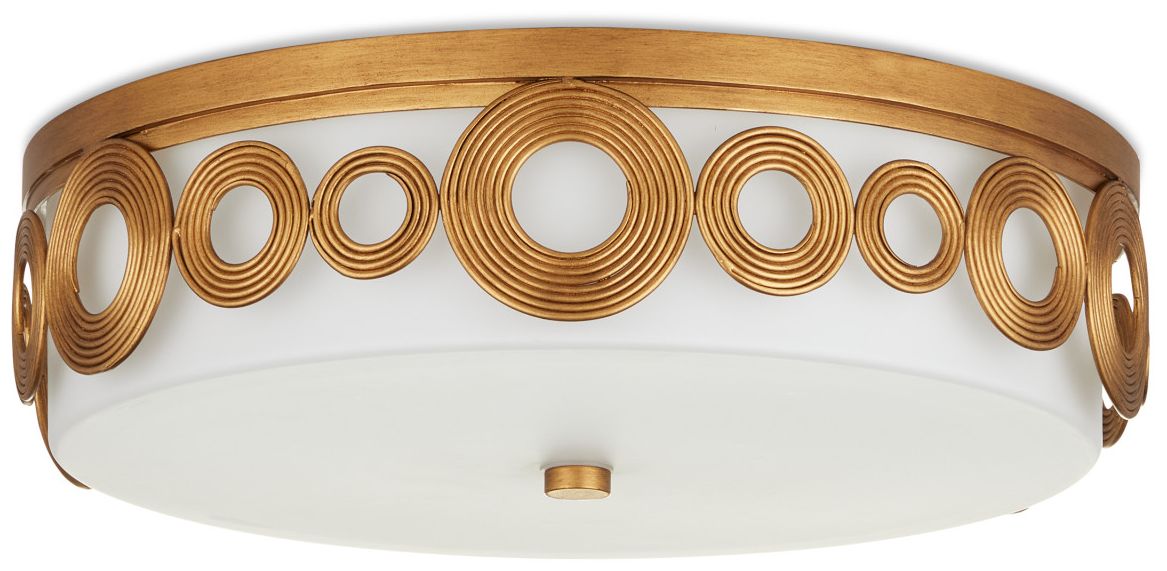 Image 5 Currey & Company Gyges 18" Brass Circles 1-Light Flush Mount more views