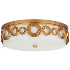 Image5 of Currey & Company Gyges 18" Brass Circles 1-Light Flush Mount more views
