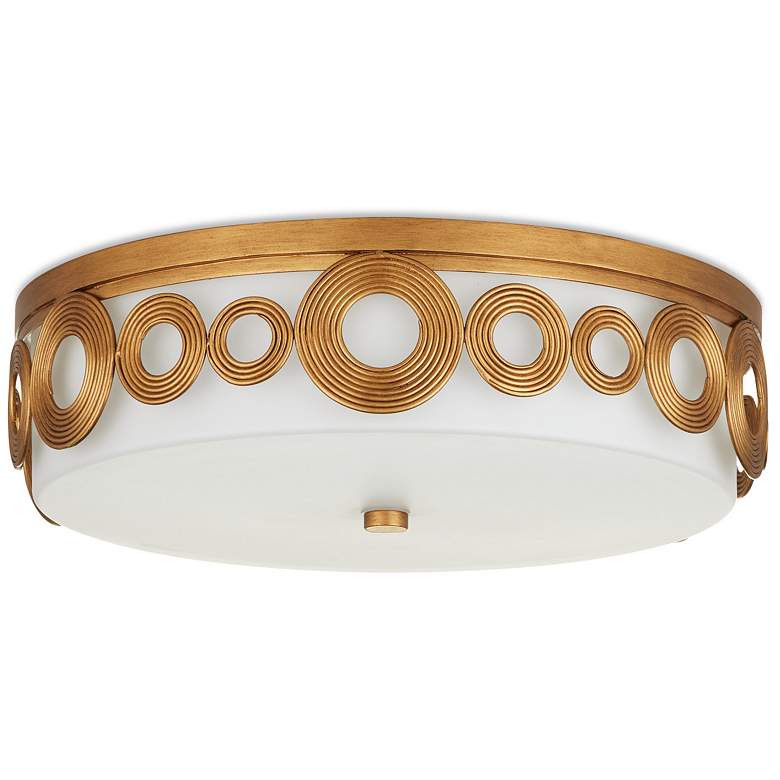 Image 5 Currey & Company Gyges 18" Brass Circles 1-Light Flush Mount more views