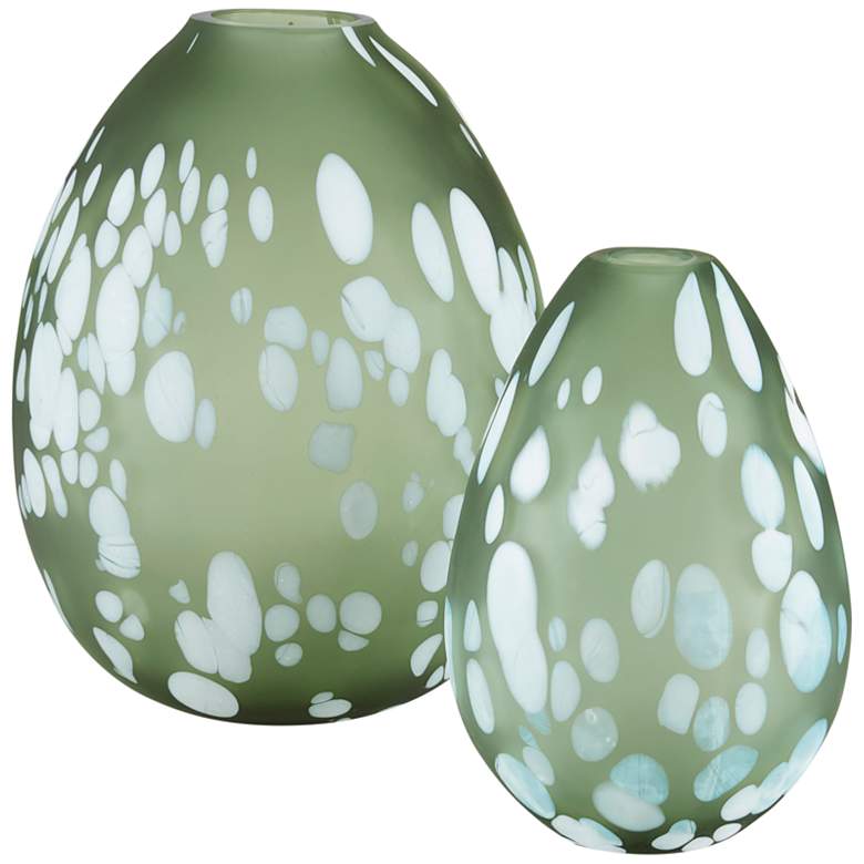 Image 1 Currey and Company Hana Green White Glass Vases Set of 2