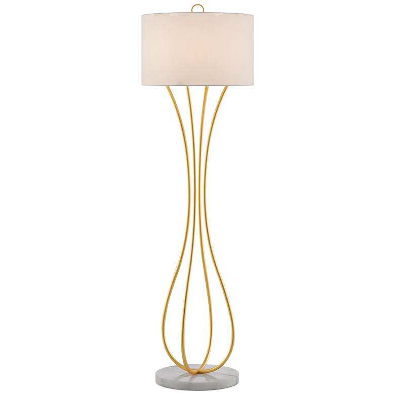 Image 1 Currey and Company Hanami Gold Leaf Metal Floor Lamp