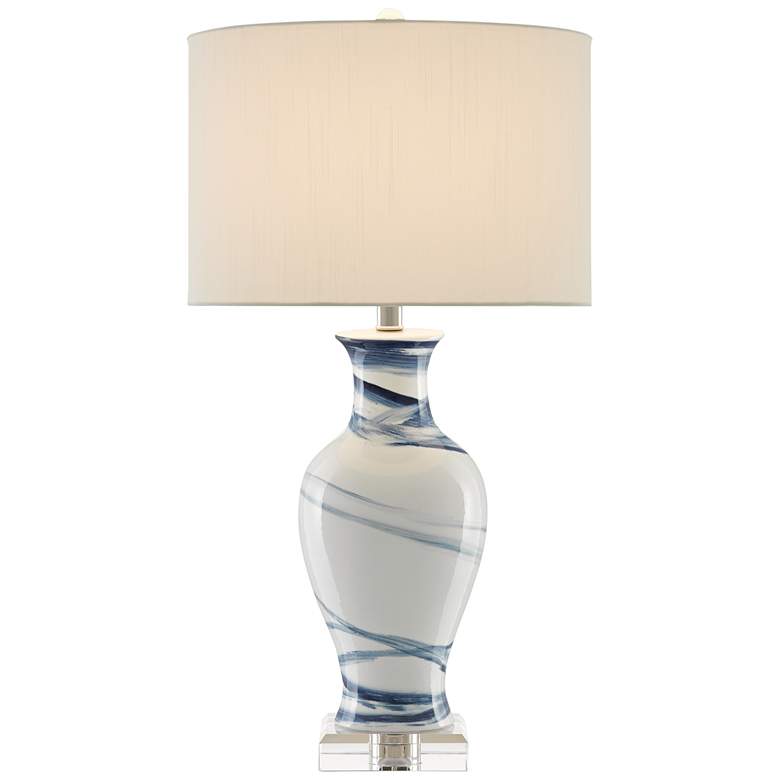 Image 2 Currey & Company Hanni 28 1/2" White and Blue Porcelain Table Lamp