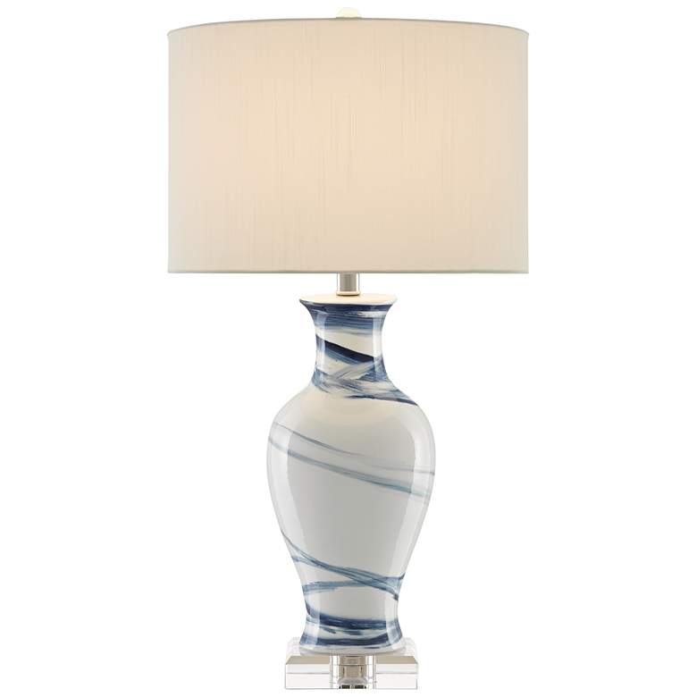 Image 2 Currey & Company Hanni 28 1/2" White and Blue Porcelain Table Lamp