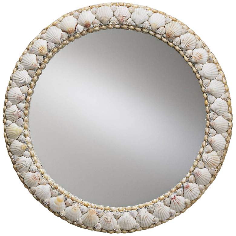 Image 1 Currey And Company Harbor 21 inch Round Shell Wall Mirror