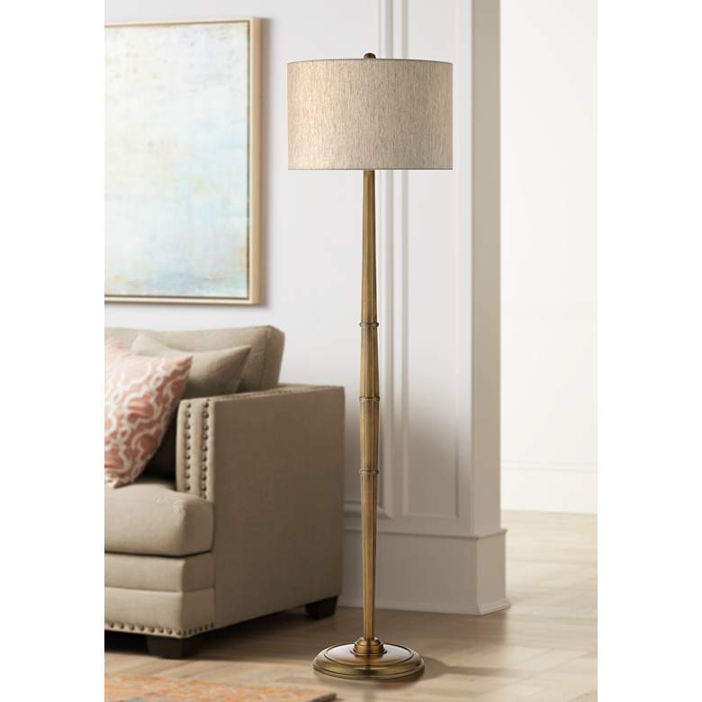 Image 1 Currey and Company Harrelson Polished Brass Floor Lamp