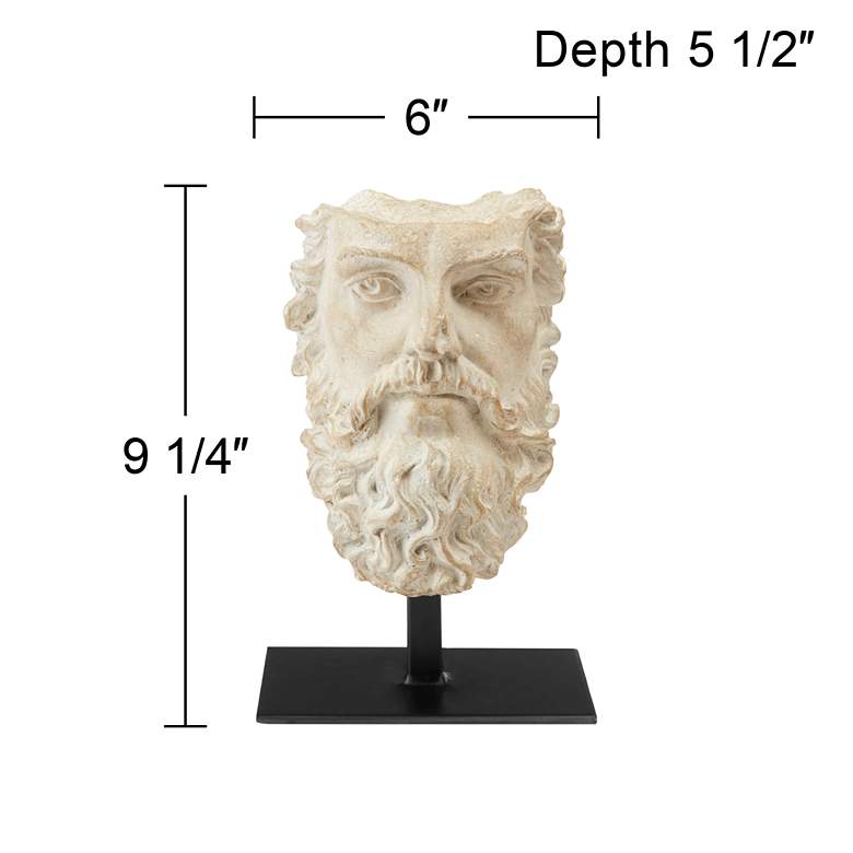 Image 5 Currey and Company Head of Zeus Aged Beige 9 1/4"H Figurine more views