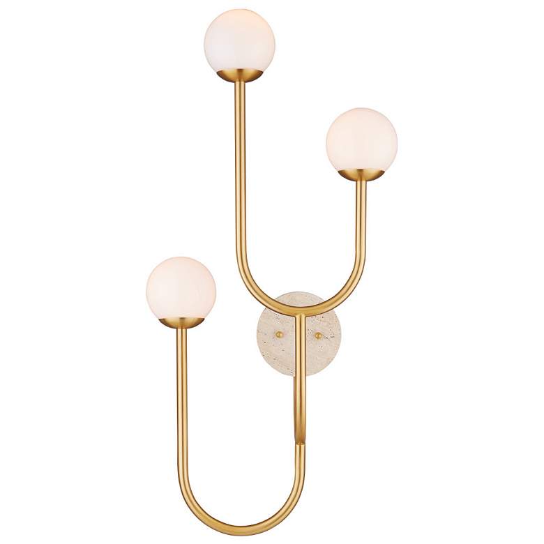 Image 1 Currey & Company Highsmith 3-Light Travertine Wall Sconce, Left