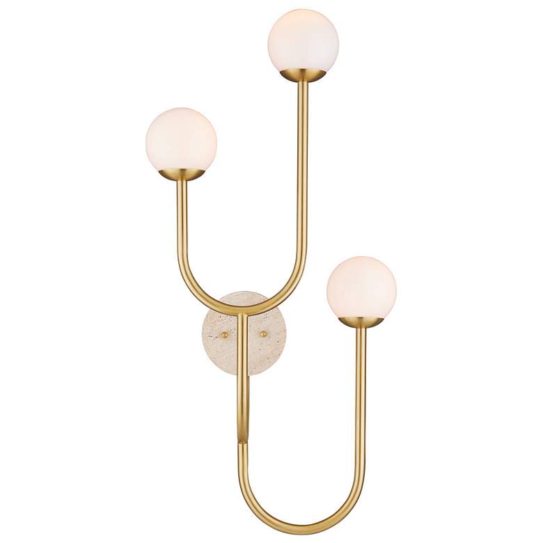 Image 1 Currey & Company Highsmith 3-Light Travertine Wall Sconce, Right