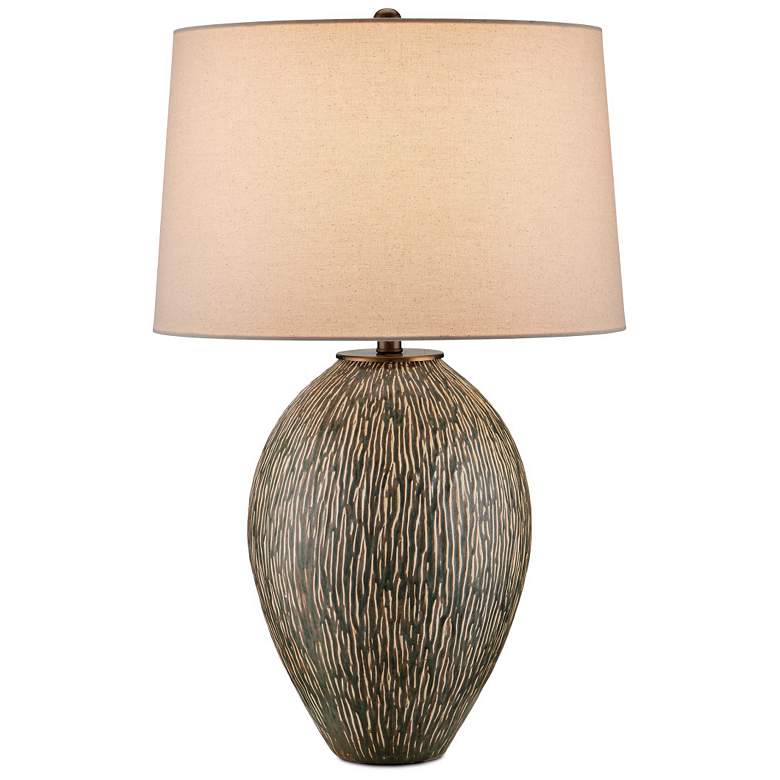 Image 2 Currey & Company Hildreth Olive Green and Beige Porcelain Table Lamp