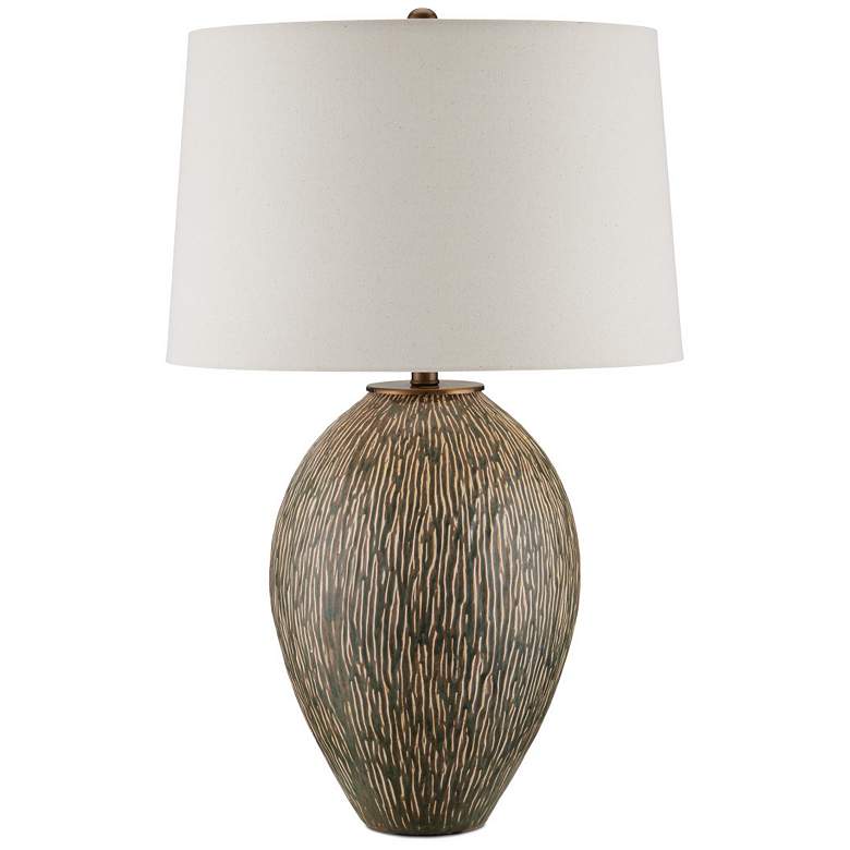 Image 5 Currey & Company Hildreth Olive Green and Beige Porcelain Table Lamp more views