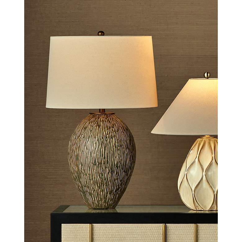 Image 6 Currey & Company Hildreth Olive Green and Beige Porcelain Table Lamp more views