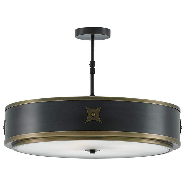Image 1 Currey & Company Huntsman 24 1/2"W Satin Black Ceiling Light