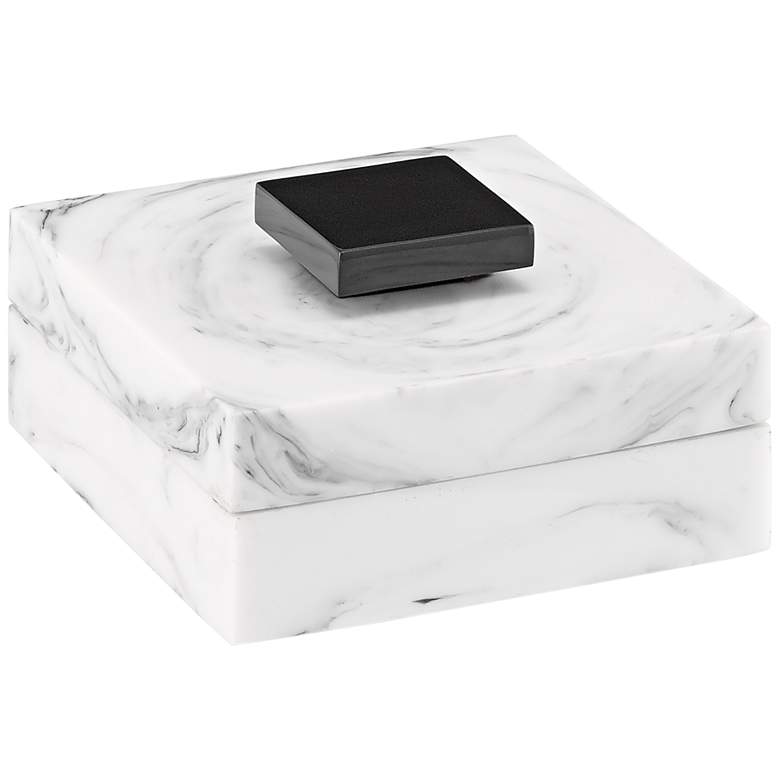 Image 1 Currey and Company Imani Faux White Marble Decorative Box