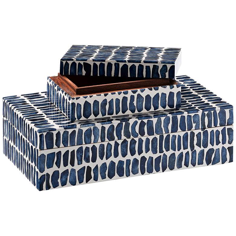 Image 1 Currey and Company Indigo Navy and White Boxes Set of 2