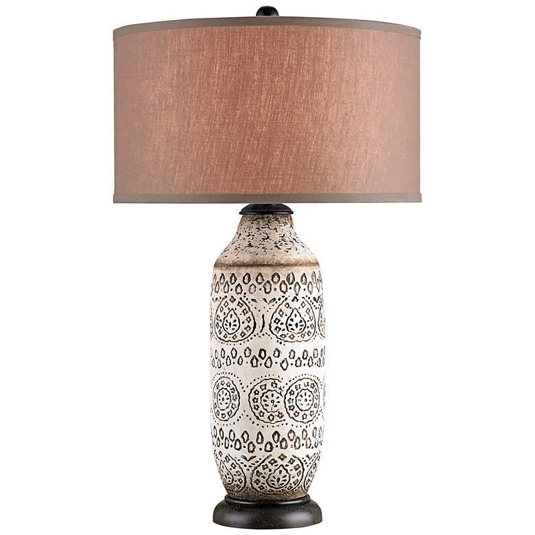 Image 1 Currey and Company Intarsia Brown Terracotta Table Lamp